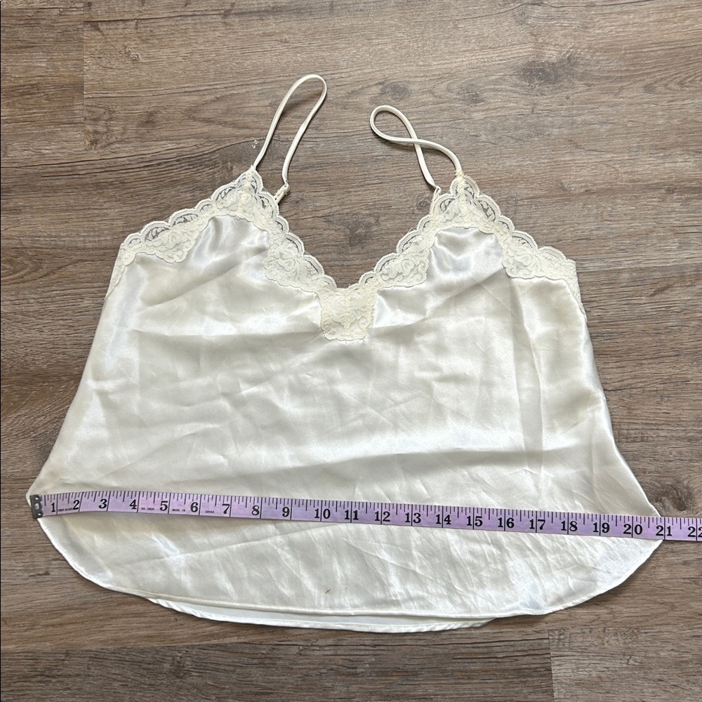 80s White Silky Lace Trim Camisole - Picture 8 of 9